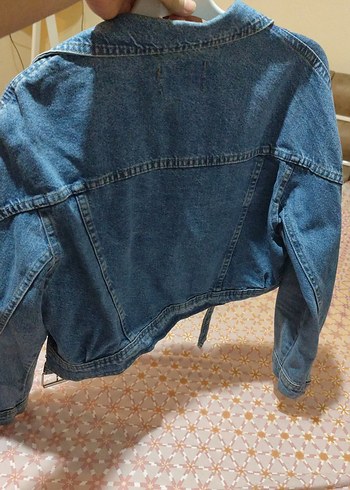 Kadın Mavi Kot Ceket, Gevşek Kesim, Tokalı - Görsel 4
