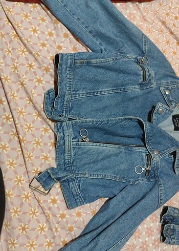 Kadın Mavi Kot Ceket, Gevşek Kesim, Tokalı - Görsel 3