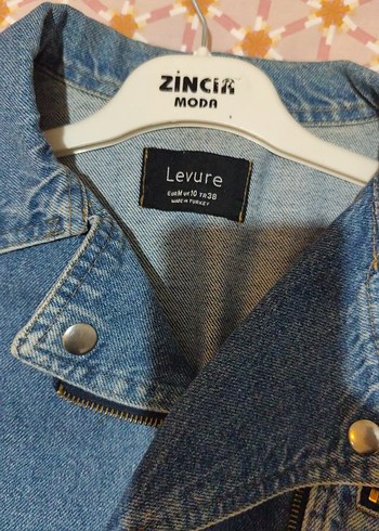 Kadın Mavi Kot Ceket, Gevşek Kesim, Tokalı - Görsel 2