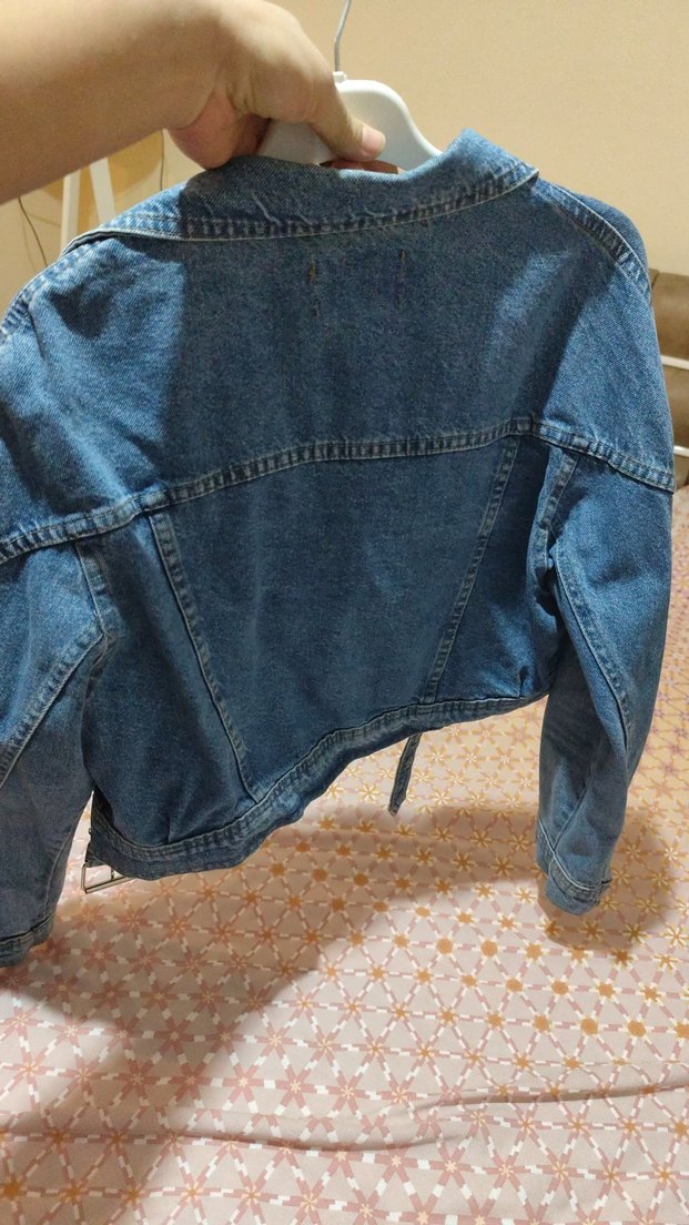 Kadın Mavi Kot Ceket, Gevşek Kesim, Tokalı - Görsel 4