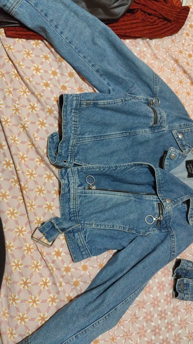 Kadın Mavi Kot Ceket, Gevşek Kesim, Tokalı - Görsel 3