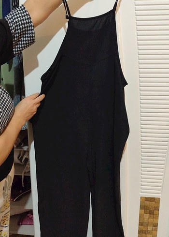 Siyah Drapeli Askılı Hamile Tulum - Görsel 2