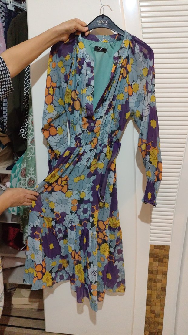 Bohem Çok Renkli Midi Hamile Elbisesi - Görsel 3