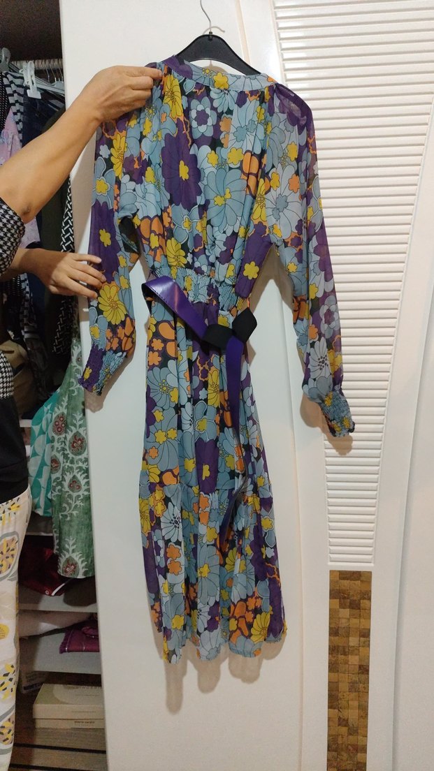 Bohem Çok Renkli Midi Hamile Elbisesi - Görsel 4