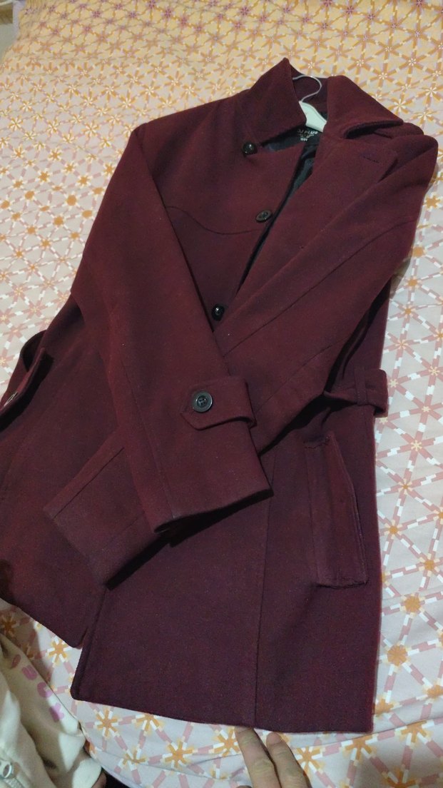 Bordo çift düğmeli kaban - Görsel 2