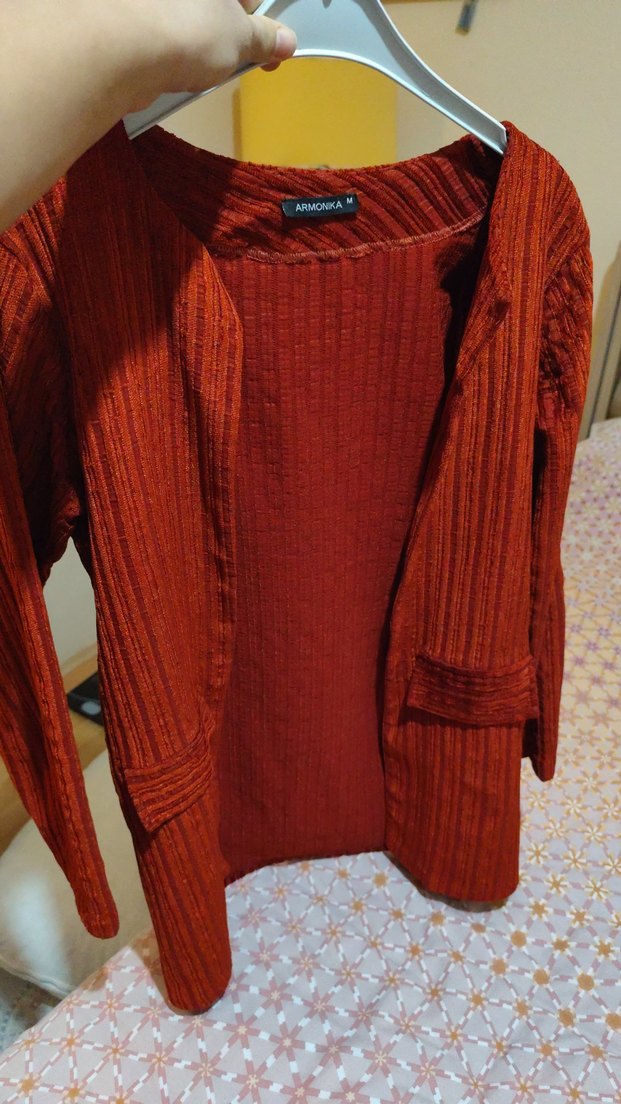 Uzun Kollu Pilili Kahverengi Kadın Kaban - Görsel 2