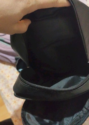 Siyah Deri Fermuarlı Kadın Sırt Çantası - Görsel 5