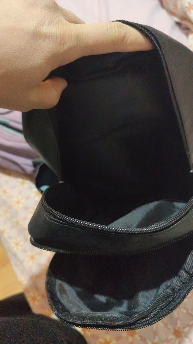 Siyah Deri Fermuarlı Kadın Sırt Çantası - Görsel 5