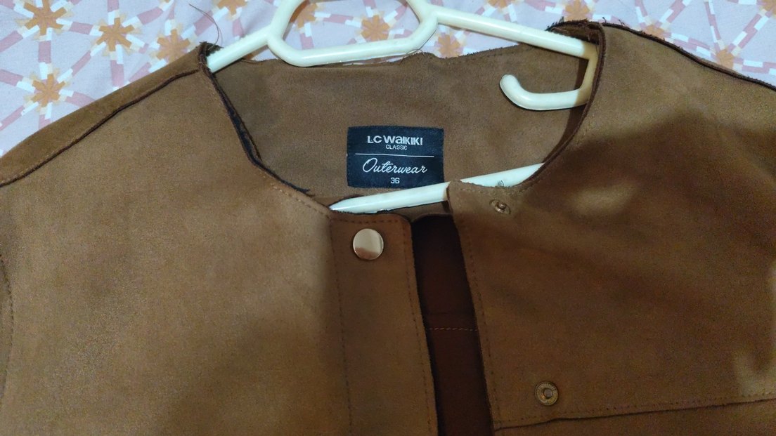 Düğmeli Kahverengi Süet Kadın Ceket - Görsel 3