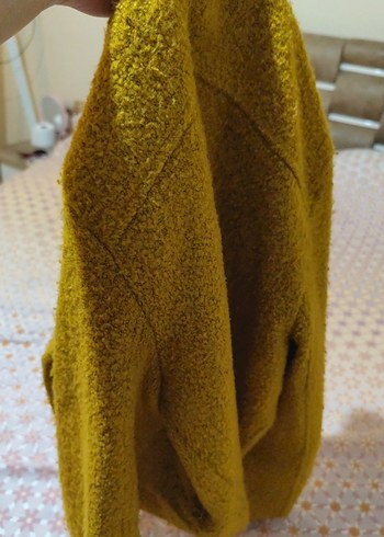 Kadın Sarı Fermuarlı Midi Ceket - Görsel 4