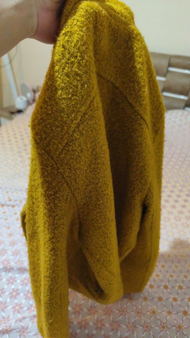 Kadın Sarı Fermuarlı Midi Ceket - Görsel 4