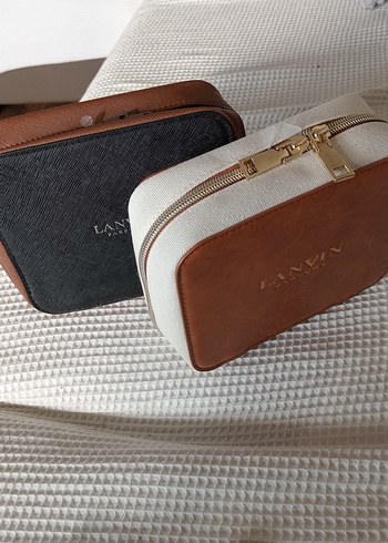  Beden kahverengi Renk LANVIN Kadın Deri Makyaj Çantası