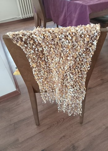 Diğer Dantel Detaylı Bej Kadın Örgü Şal