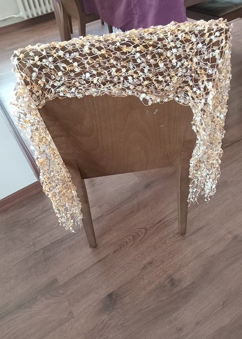 Dantel Detaylı Bej Kadın Örgü Şal