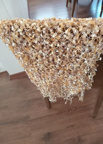 Beden turuncu Renk Dantel Detaylı Bej Kadın Örgü Şal