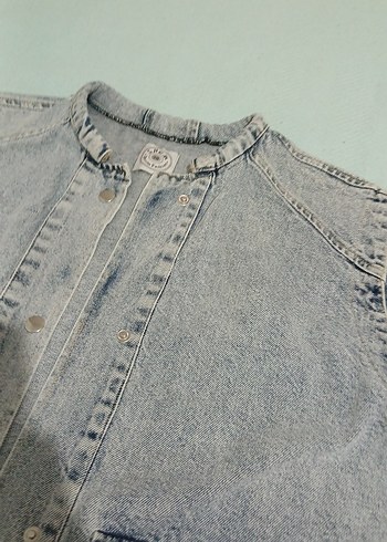 Gri Kadın kot Kolsuz Ceket - Görsel 3