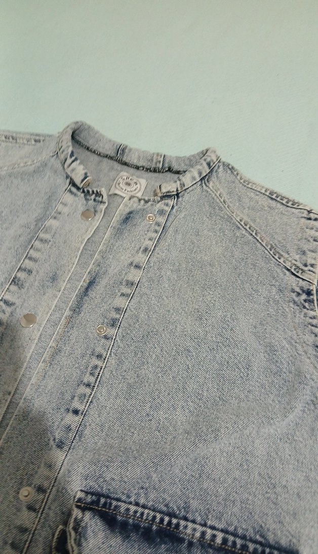 Gri Kadın kot Kolsuz Ceket - Görsel 3