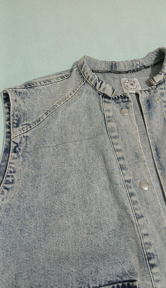 Gri Kadın kot Kolsuz Ceket - Görsel 2