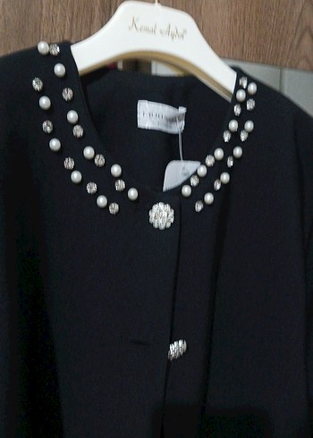 Düğmeli Siyah Mini Kadın Blazer - Görsel 2