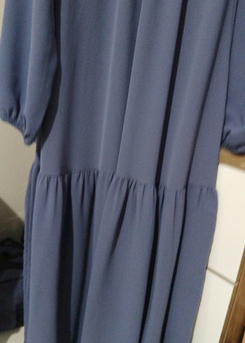 lila Pilili Uzun Kadın Elbise - Görsel 5