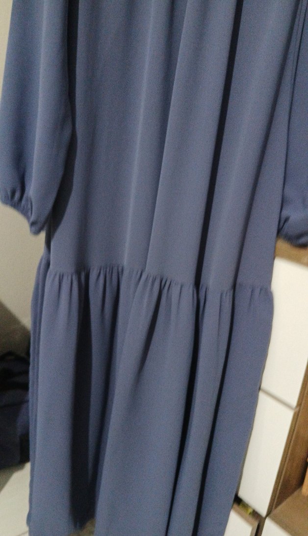 lila Pilili Uzun Kadın Elbise - Görsel 5