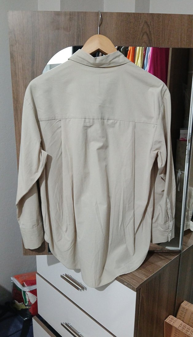 Bej Uzun Kollu Keten Gömlek - Görsel 2