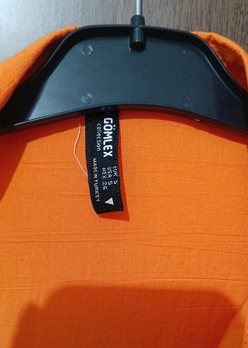 Turuncu Düğmeli Keten Salaş Gömlek - Görsel 2