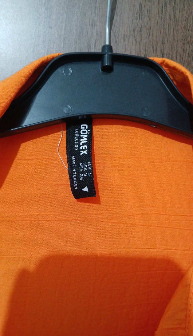 Turuncu Düğmeli Keten Salaş Gömlek - Görsel 2