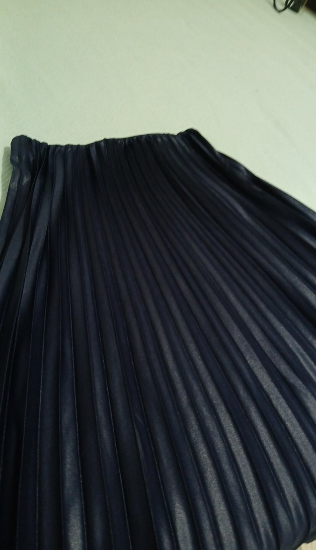 Lacivert Pileli Uzun Kadın Etek - Görsel 4