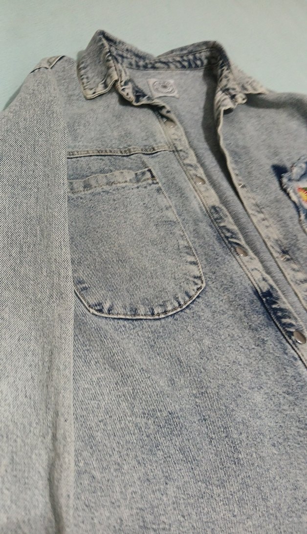 Nakış Detaylı Gri Kadın Denim Ceket - Görsel 5