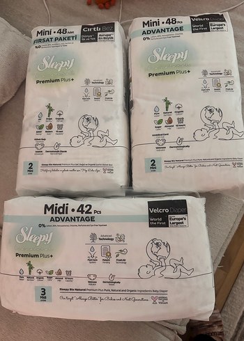 Sleepy Premium Plus Bebek Bezi Mini 48, Midi 42 Adet
