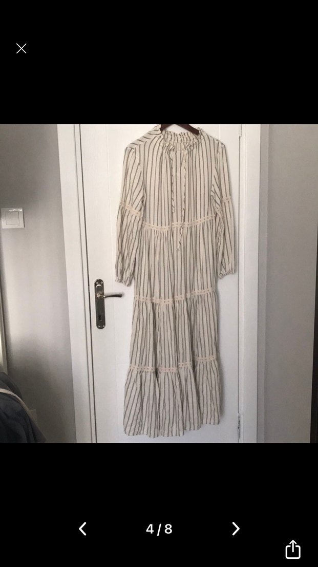 Fahhar Keten Ekru elbise - Görsel 3