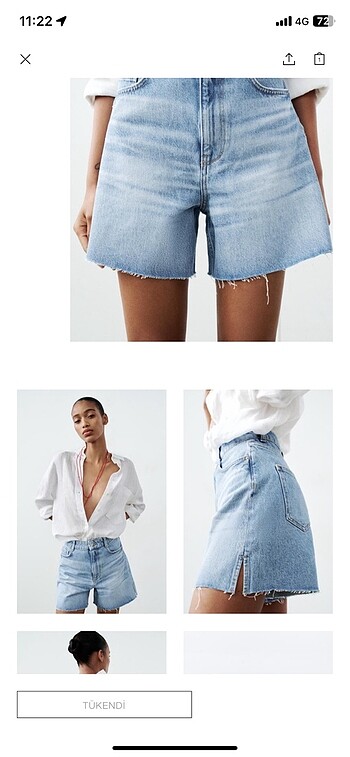 Zara Zara yüksekbel yırtmaçlı kot şort