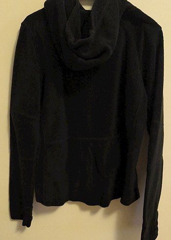 Siyah Fermuarlı Kapüşonlu kadın Polar - Görsel 4