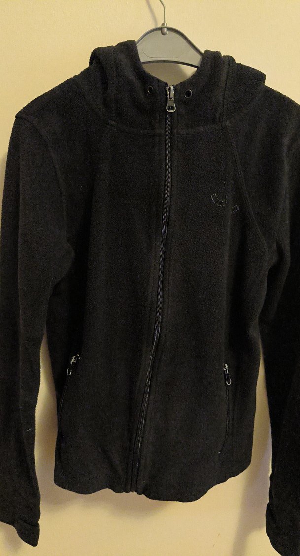 Siyah Fermuarlı Kapüşonlu kadın Polar - Görsel 2