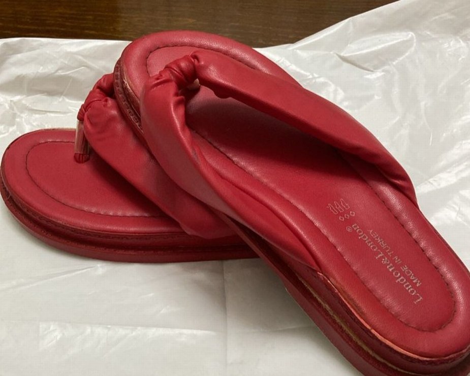 Deri Kırmızı Dolgu Topuk Kadın Terlik - Görsel 2