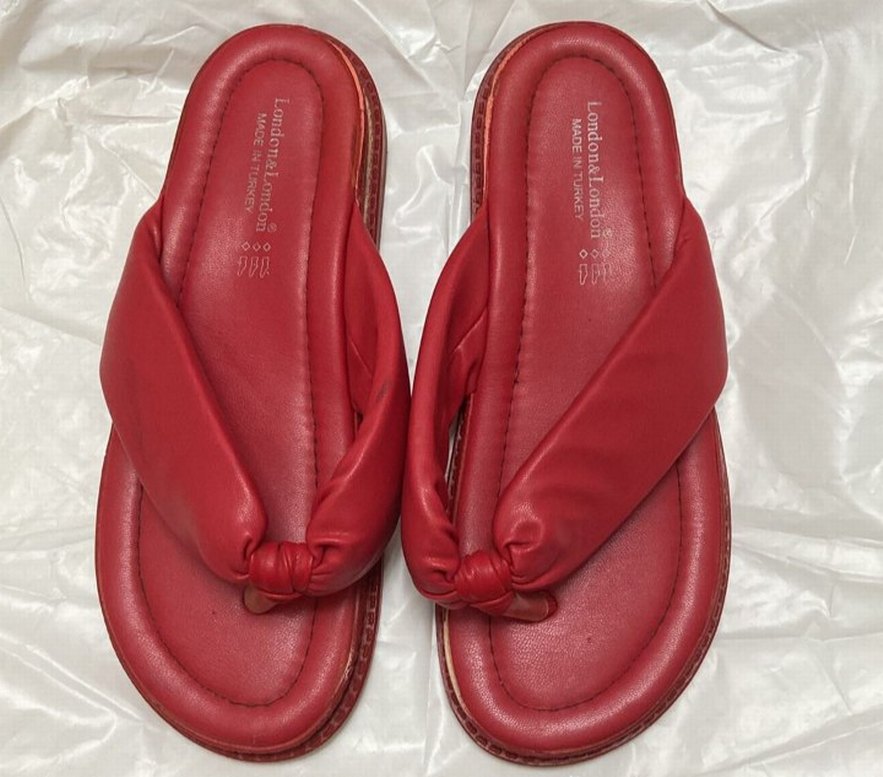 Deri Kırmızı Dolgu Topuk Kadın Terlik - Görsel 5