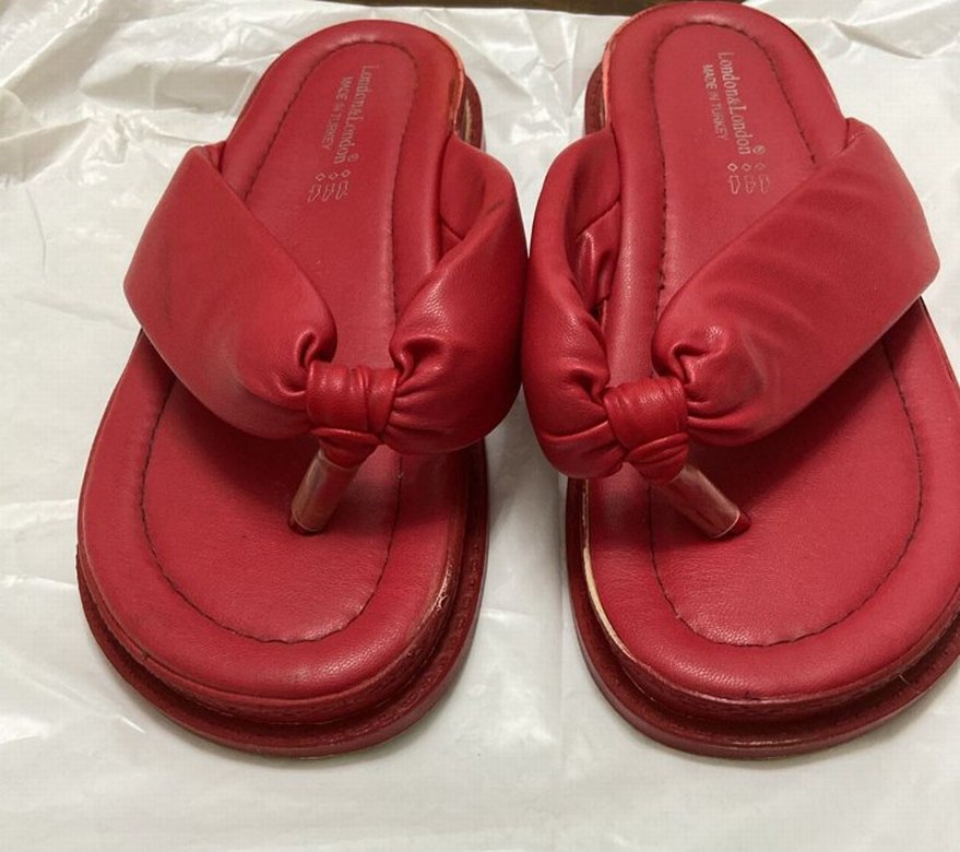 Deri Kırmızı Dolgu Topuk Kadın Terlik - Görsel 4