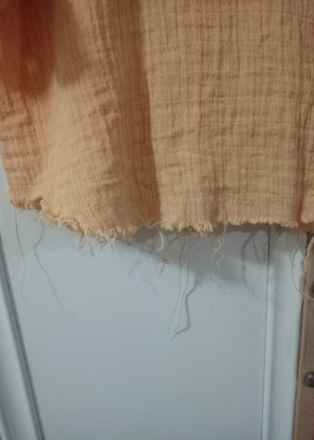 Bej Düğmeli Kadın Keten Gömlek - Görsel 5