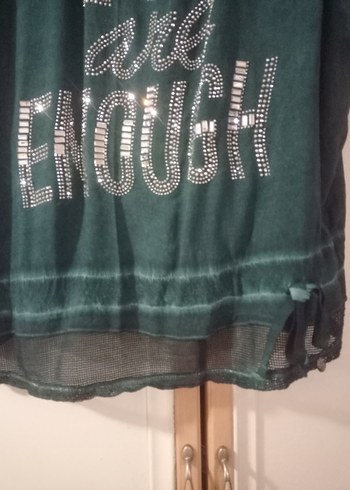 Yeşil Payetli Kısa Kollu Rahat Kesim Tişört - Görsel 2