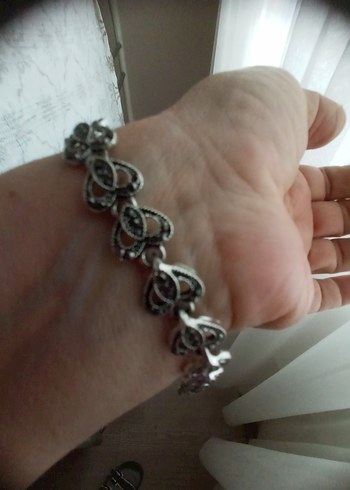 Gri Zincir Detaylı Vintage Kadın Bileklik - Görsel 2