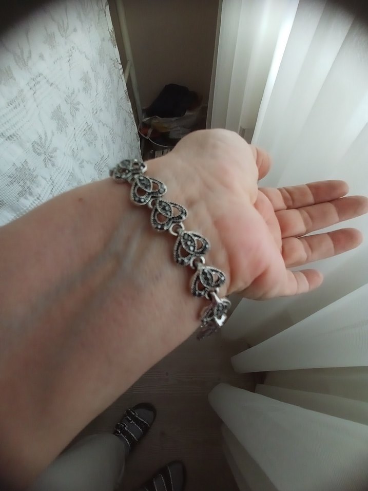 Gri Zincir Detaylı Vintage Kadın Bileklik - Görsel 4