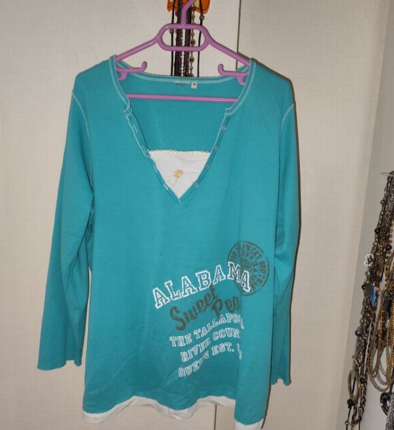 Turkuaz V Yaka Düğmeli büyük beden bluz - Görsel 2