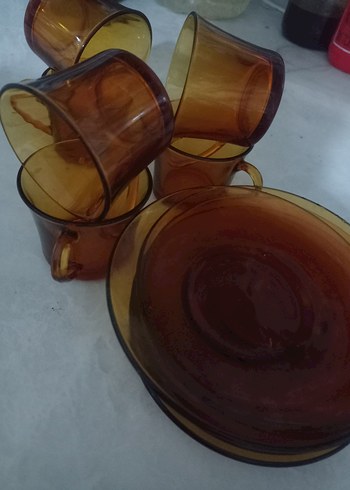 Kahverengi Cam Kulplu Kahve Fincanları - Görsel 3