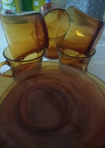 Kahverengi Cam Kulplu Kahve Fincanları - Görsel 2