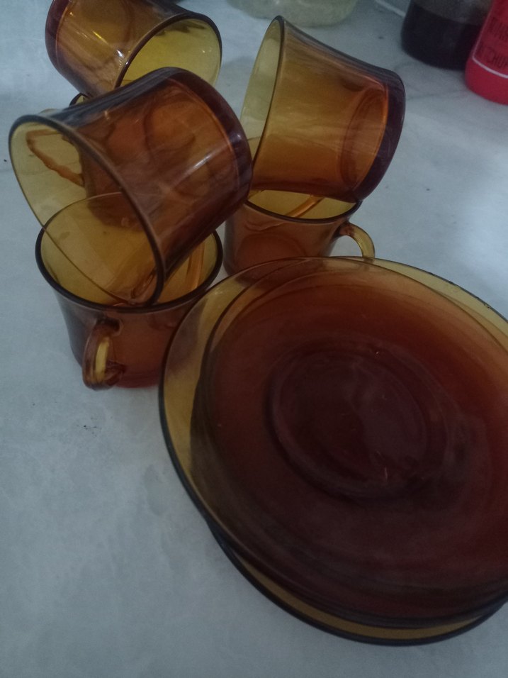 Kahverengi Cam Kulplu Kahve Fincanları - Görsel 3