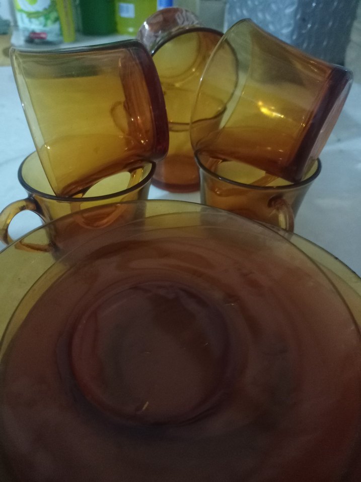 Kahverengi Cam Kulplu Kahve Fincanları - Görsel 2