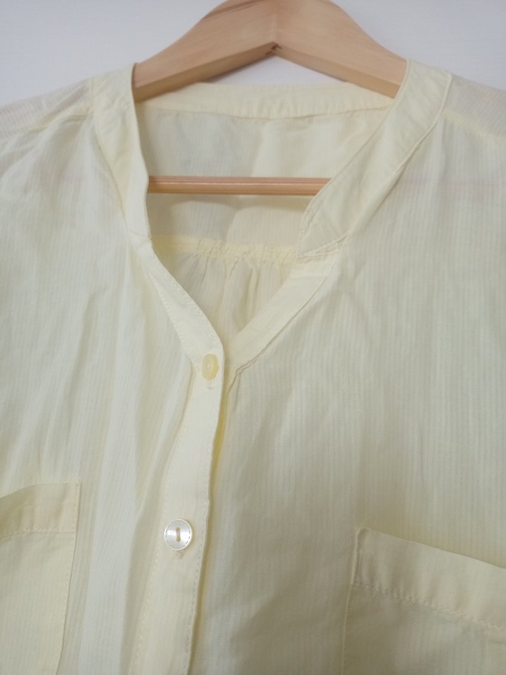 Düğmeli Kısa Kollu Keten Kadın Gömlek - Görsel 4