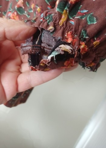 Düğmeli V Yaka Uzun Kollu Bohem Bluz - Görsel 4