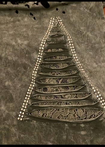 Gri Uzun Kollu Taşlı Rock Punk Kadın Gömlek - Görsel 3